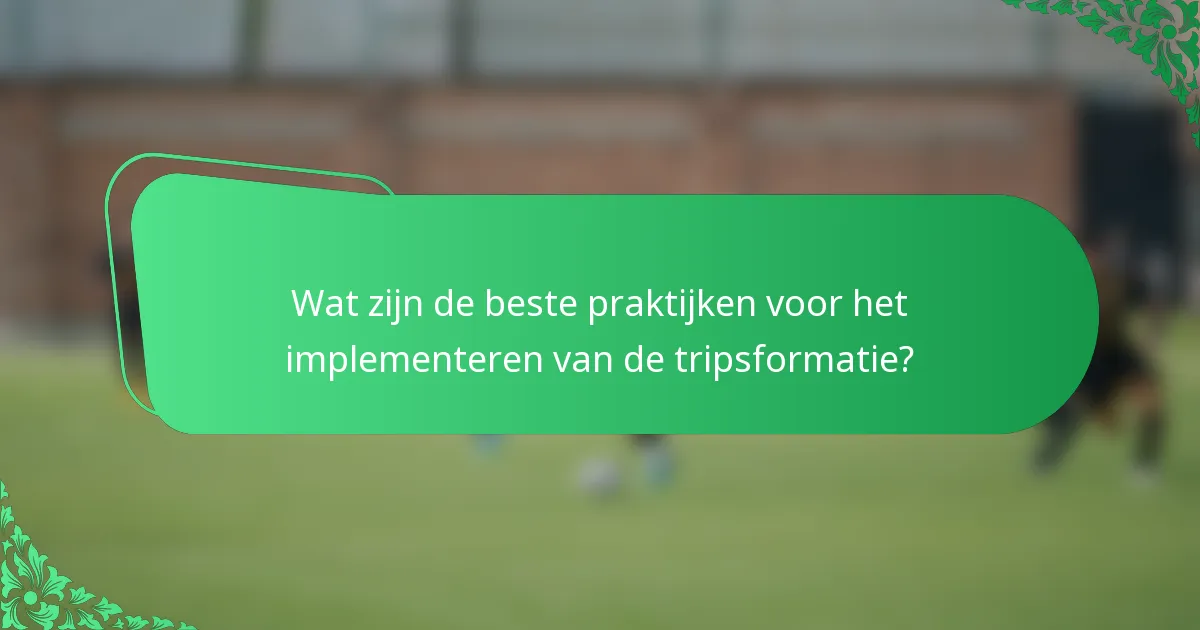 Wat zijn de beste praktijken voor het implementeren van de tripsformatie?